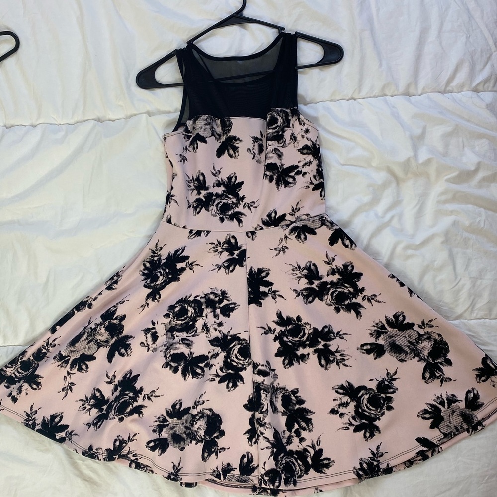 pink floral dress with mess top